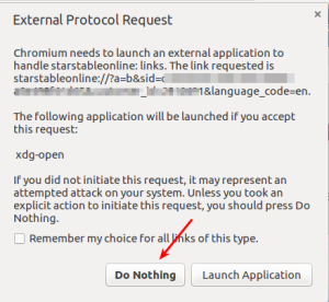 Ignore the request to lauch external application